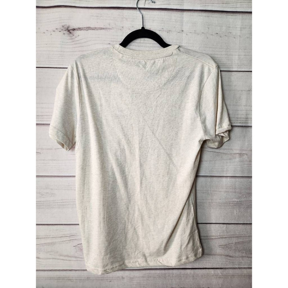 Leperchaun Mens Denim & Flower Graphic T-Shirt Off White Heathered S New - Picture 2 of 5